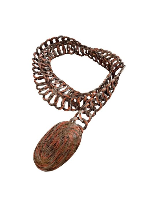 Vintage Womens Belt Tricolor Infinity Chain Loop Woven Metal One Size Boho Artsy